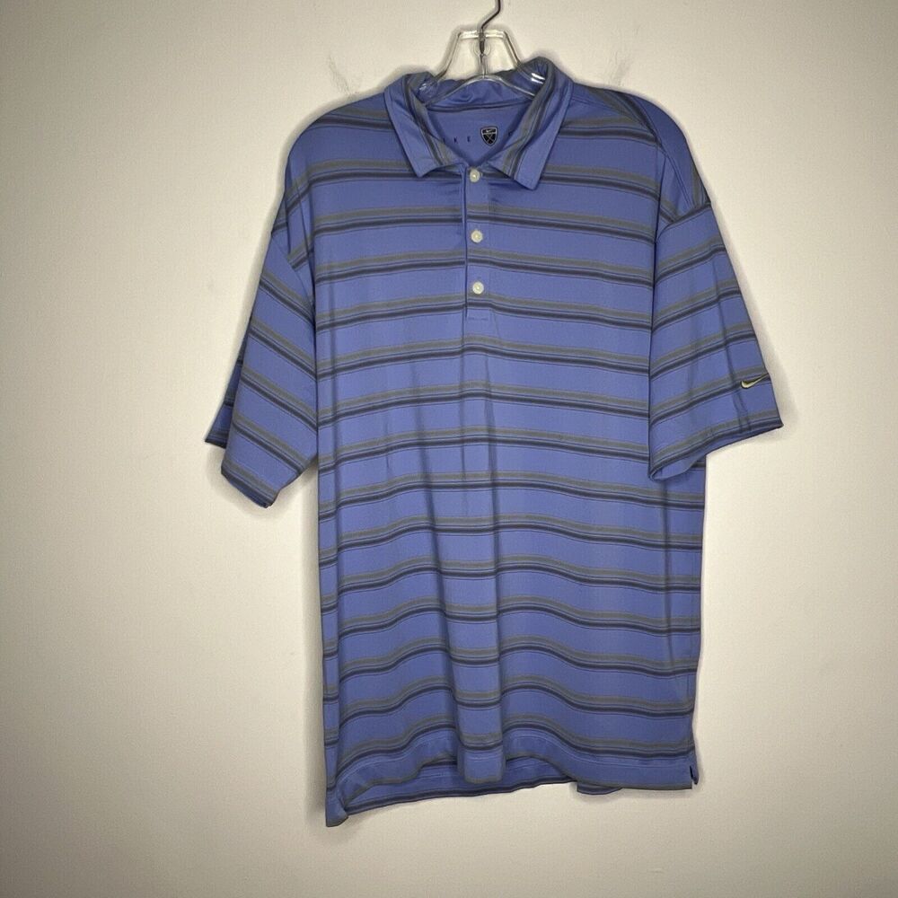 Vintage Nike Golf Men’s Polo Large Dri Fit UV Blue Striped